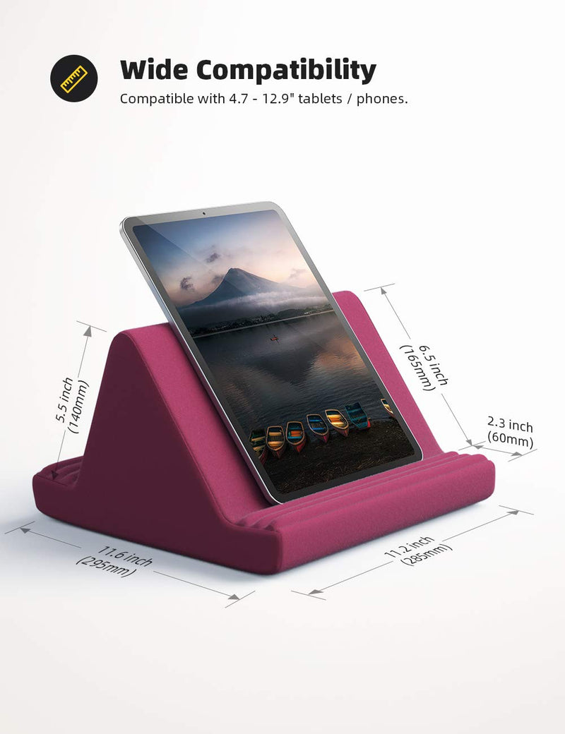  [AUSTRALIA] - Tablet Pillow Stand, Pillow Soft Pad for Lap - Lamicall Tablet Holder Dock for Bed with 6 Viewing Angles, for iPad Pro 9.7, 10.5,12.9 Air Mini 4 3, Kindle, Galaxy Tab, E-Reader - Purplish Red