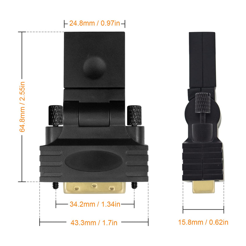  [AUSTRALIA] - Duttek DVI to HDMI Adapter, HDMI (Female) to DVI (Male) Adapter, Monitor HDMI Adapter is Suitable for Computers, high-Definition TVs, projectors and DVD 1 Pack (Black)