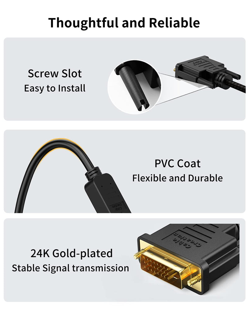 HDMI to DVI Extension Cable 0.5ft Short 2PAK, CableCreation Bi-Directional 4K HDMI Female to DVI-I(24+1) Male Adapter, 1080P DVI-D to HDMI Conveter, for PC,TV Box, PS5, Blue-ray, Xbox,Switch - LeoForward Australia