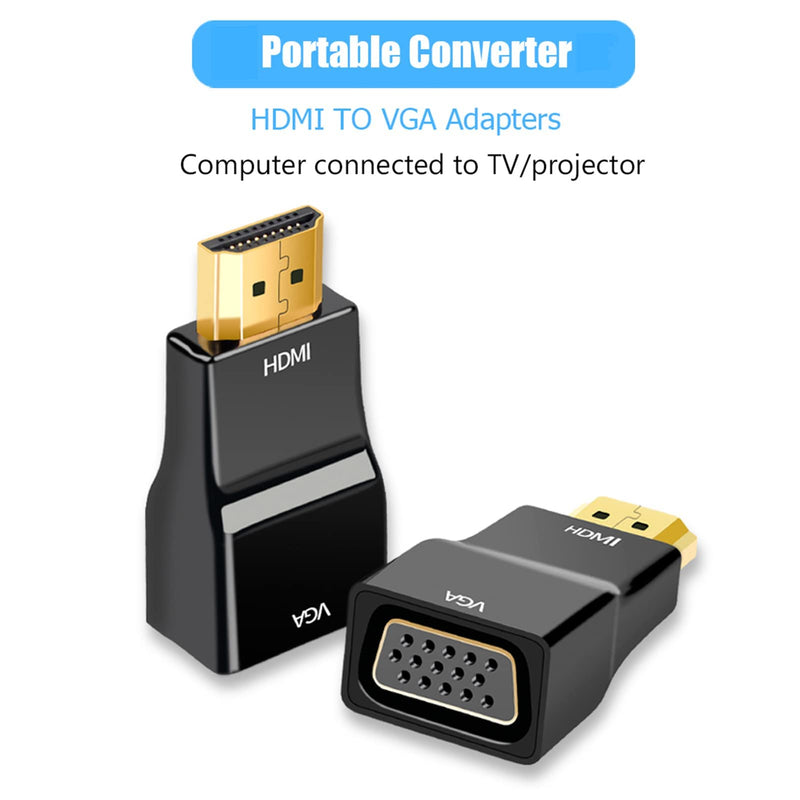  [AUSTRALIA] - HDMI to VGA, HDMI to VGA Adapter Converter 1080P Male to Female Cord for Computer, Desktop, Laptop, PC, Monitor, Projector, HDTV, Chromebook, Raspberry Pi, Roku, Xbox and More-Black 1 Black