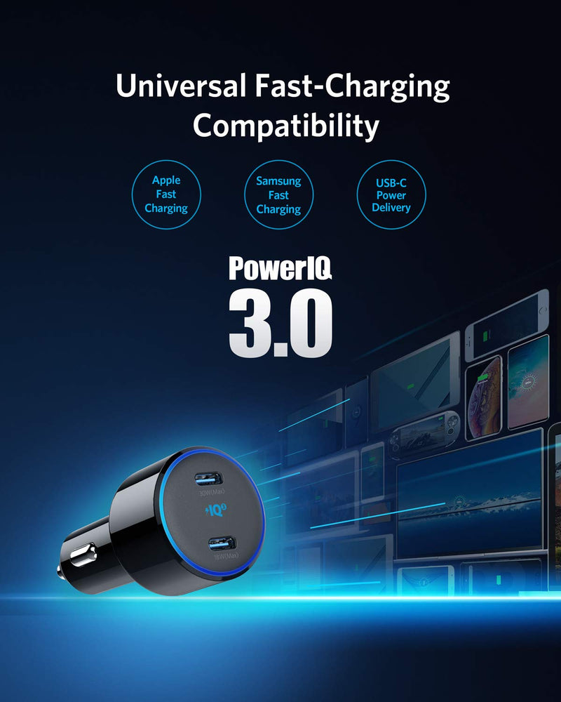  [AUSTRALIA] - USB C Car Charger, Anker 48W 2-Port PIQ 3.0 Fast Charger Adapter, PowerDrive+ III Duo with Power Delivery for iPhone 12/12 Pro/12 Pro Max/11/11 Pro/11 Pro Max/XR/XS/X, Galaxy, Pixel, iPad Pro and More