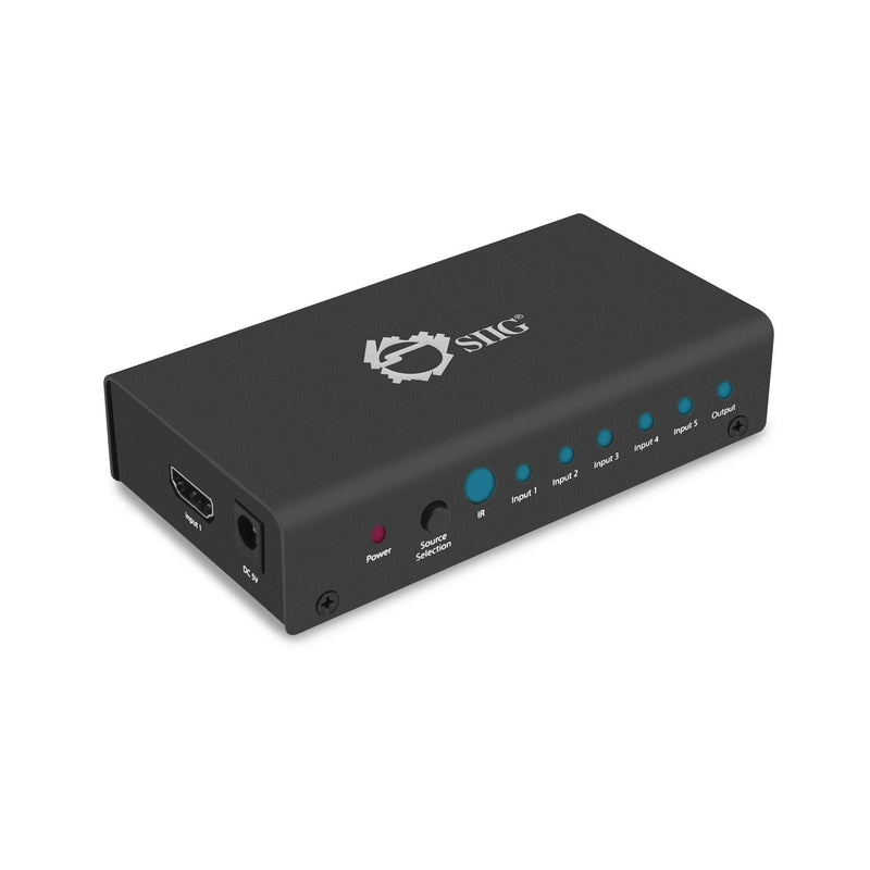  [AUSTRALIA] - SIIG 4K HDMI Switch with Remote Control 4K@30Hz Powered 5 Port HDMI Switch Box, 5 in 1 Out Source HDMI Selector (CE-H23012-S1)