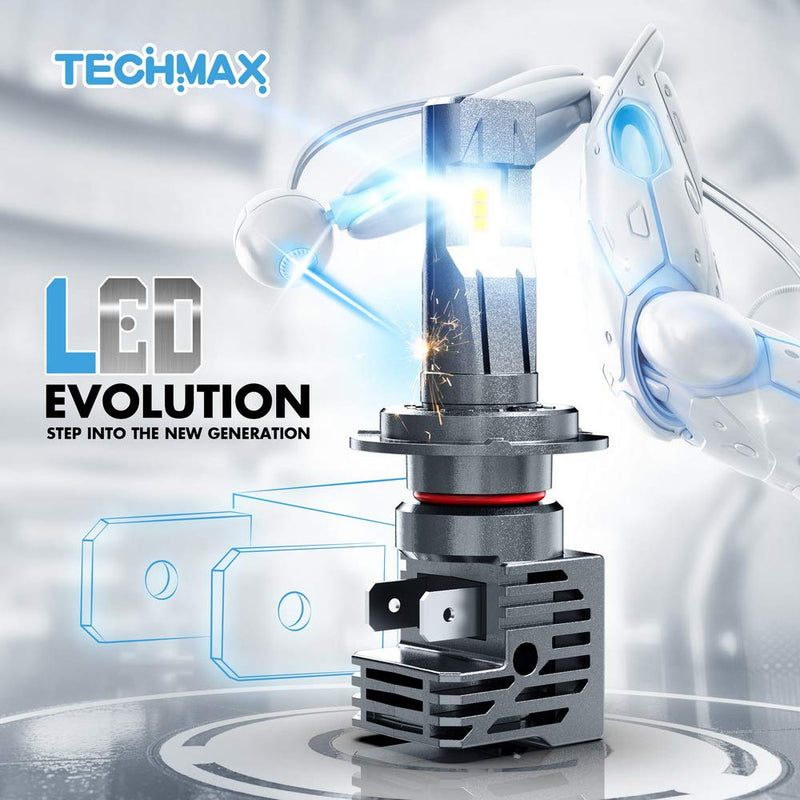 TECHMAX H7 LED Bulb, Small Design 60W 6500K Xenon White ZES Chips Extremely Bright Conversion Kit of 2 Halogen Replacement - LeoForward Australia