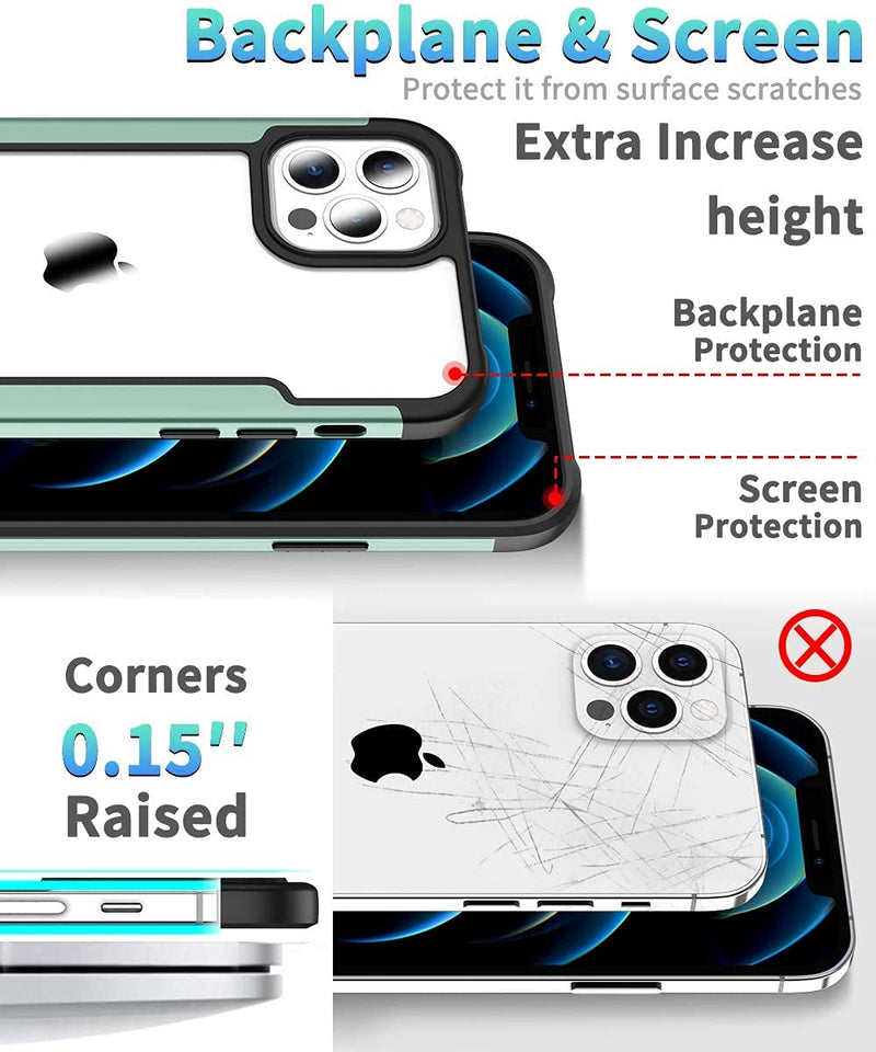  [AUSTRALIA] - Musment Compatible with iPhone 12 case, Compatible with iPhone 12 pro Case,[Airbag Series] with [2xScreen Protector] 15Ft. Drop Tested [Scratch-Resistant] 6.1 Inc- Light Green…