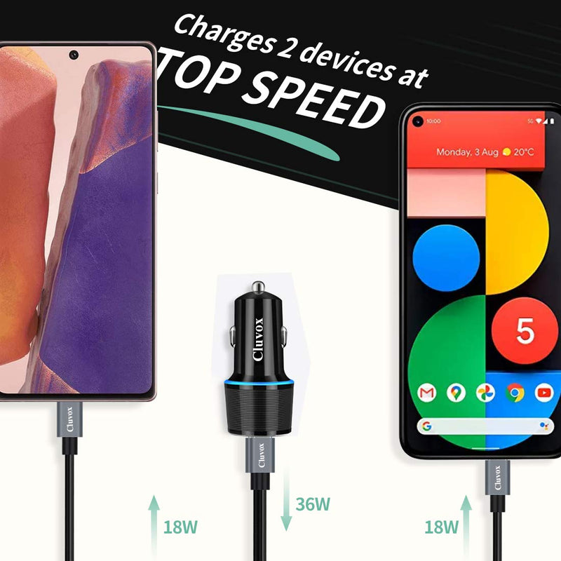 20W Dual USB C Fast Car Charger, Cluvox Type C Automobile Charger Compatible for iPhone 12 Pro/Max/Mini/11/X/XS/XR/8/Plus, Galaxy S21/S20/S10/S9, Pixel, iPad Pro Cigarette USB Charger Adapter - LeoForward Australia