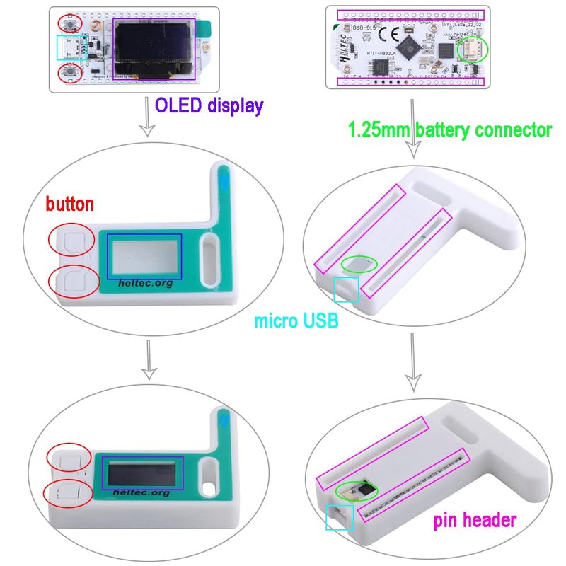  [AUSTRALIA] - DIYmalls ESP32 OLED LoRa 915MHz Module V2 + Protective LoRa Case Cover + 2P 1.25mm Cable for Arduino LoraWan IOT ( Pack of 2 )