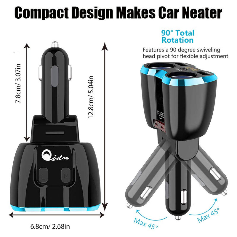  [AUSTRALIA] - USB C Car Charger, Cigarette Lighter Splitter Adapter 2 Socket Type C Multi Power Outlet 12V/24V 80W DC with LED Voltmeter Switch 5.8A Dual USB Port for Mobile Cell Phone GPS Dash Cam