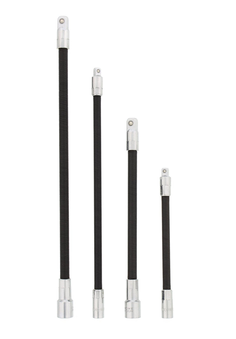  [AUSTRALIA] - ABN Flexible Socket Extension Cables - 4pc Flex Socket Extension Bar Set 1/4in and 3/8in Drive Light Impact Extender