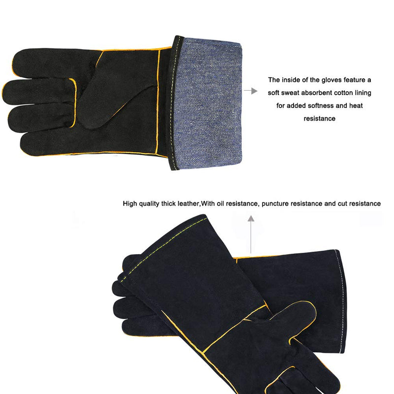  [AUSTRALIA] - OLSON DEEPAK Welding Gloves HEAT RESISTANT Cow Split Leather BBQ/Camping/Cooking Gloves Baking Grill Gloves Welder Fireplace Stove Pot Holder WorPlace Glove (16 INCH) 16 INCH