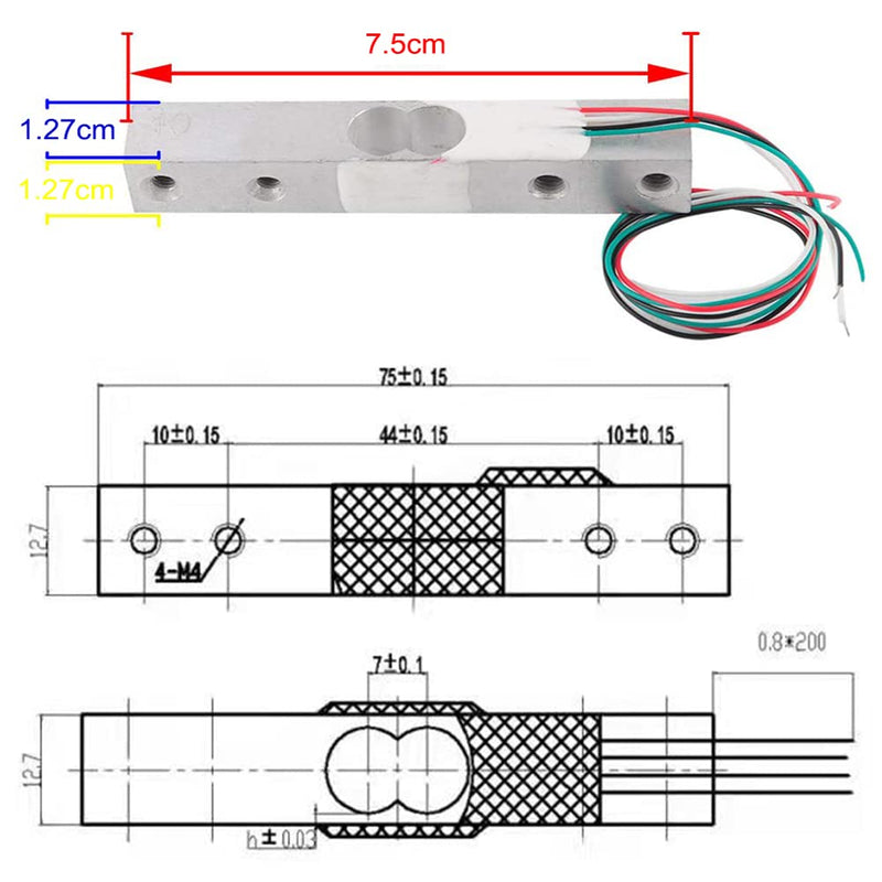  [AUSTRALIA] - 2 Sets Digital Load Cell Weight Sensor + HX711 ADC Module Weighing Sensor for Arduino DIY Portable Electronic Kitchen Scale Kit (5kg, HX711) 5kg