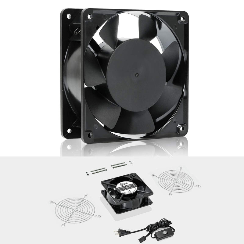  [AUSTRALIA] - SXDOOL AXIAL Cooling Fan 12cm, AC 115V 120V 120mm x 38mm High Speed CFM with Switch Power Cord, for DIY Ventilation Exhaust Projects