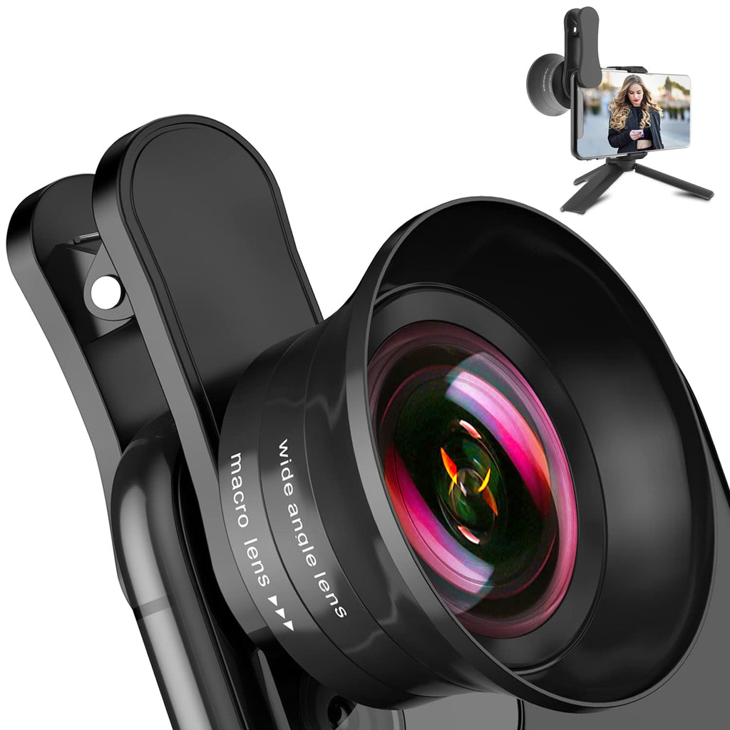  [AUSTRALIA] - iPhone Camera Lens Pro with Tripod - ANGFLY 4K HD 120° Wide Angle Lens & 20X Macro Lens, Phone Camera Lenses Compatible with iPhone Android Samsung One Plus Huawei Phones and Tablets