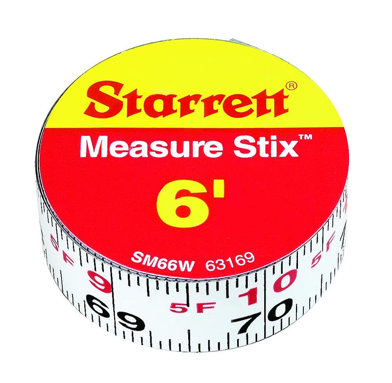  [AUSTRALIA] - Starrett Measure Stix, SM66W - Steel Measuring Tape Tool, 3/4” x 6’ with Permanent Adhesive Backing, Mount to Work Bench, Saw Table, Drafting Tables and More, Cut Down to Needed Size