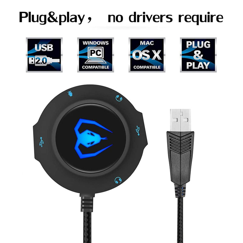  [AUSTRALIA] - Micolindun External Sound Card USB Hubs Audio Adapter to USB Port & 3.5mm Audio & Micro Jack for PC Laptop. Plug and Play (Blue) blue