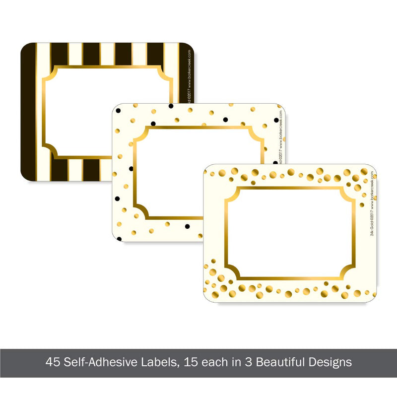 BARKER CREEK 3-1/2 x 2-3/4" Name Badges/Self-Adhesive Labels, Gold, 45-Count (LL-1532) 0.5 H x 2.75 L x 3.5 W - LeoForward Australia