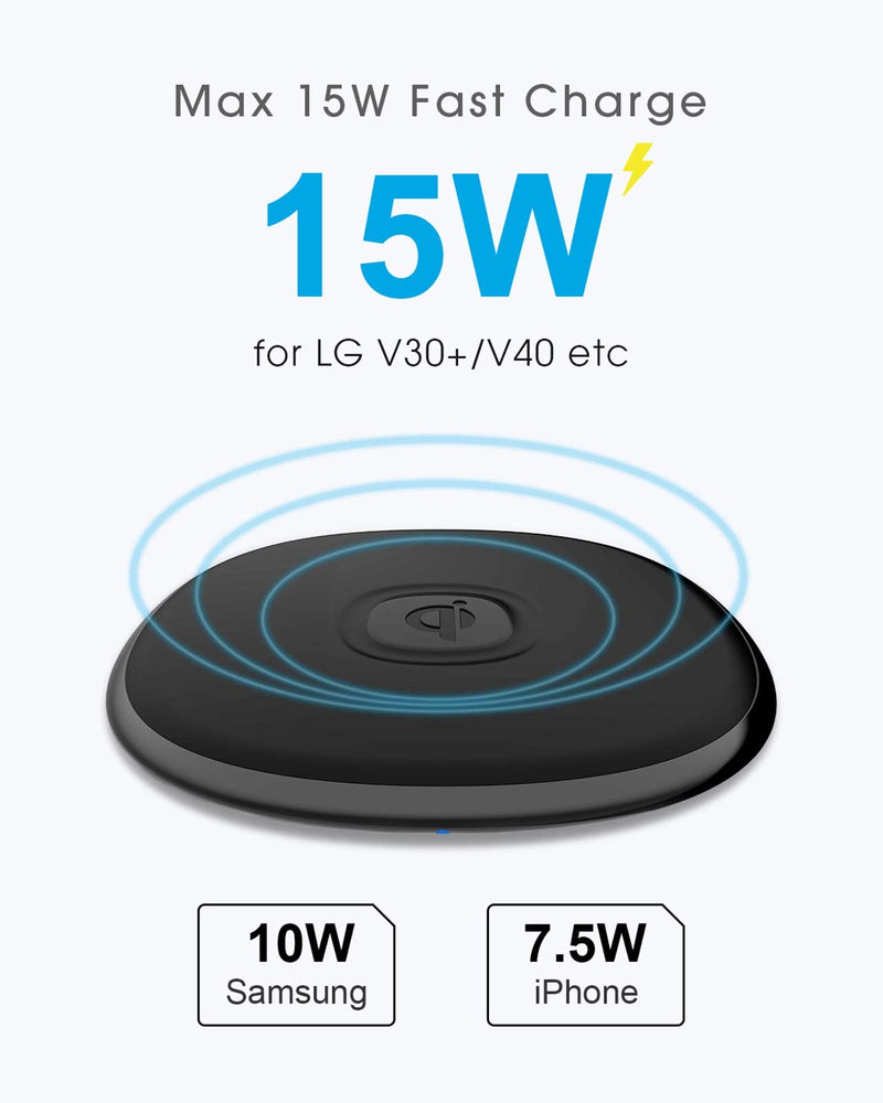  [AUSTRALIA] - NANAMI Fast Wireless Charger[2 Pack], Qi-Certified 15W Max Charging Stand Pad Bundle, Compatible iPhone 14/13/12/SE 2020/11 Pro/XS/XR/X, Samsung Galaxy S23/S22/S21/S20/S10/S9/Note 20/10/9, AirPods Pro