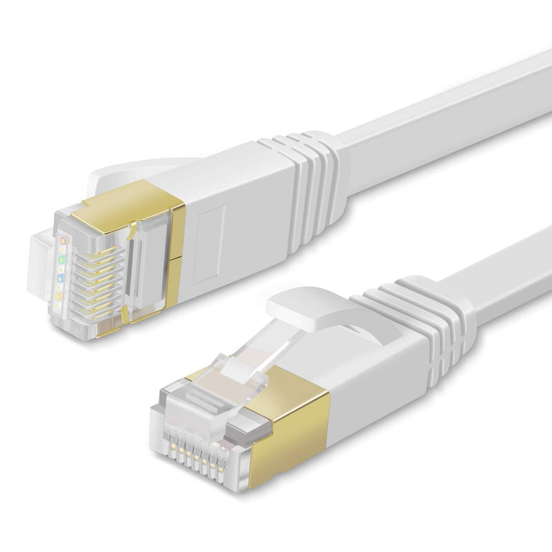  [AUSTRALIA] - TNP Cat7 Flat Ethernet Network Cable (1.5FT) - 10Gbps 600Mhz High Performance & Tangle Free with Premium RJ45 Snagless Connector Jack Computer LAN Internet Networking Patch Wire Cord Plug - White 1.5FT