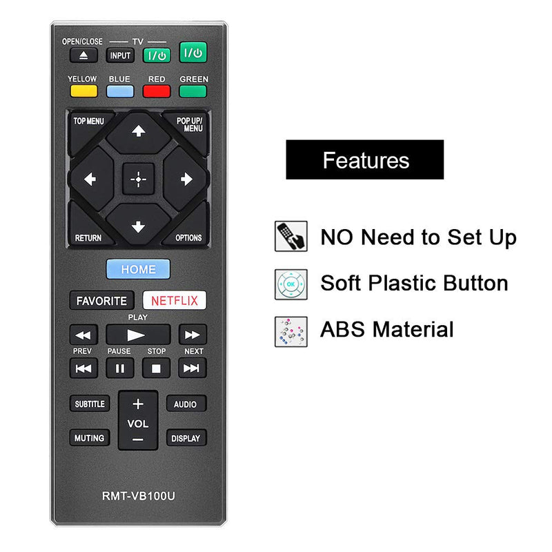 Gvirtue Blu Ray Remote Control Compatible Replacement for Sony RMT-VB100U Remote (DVD Player), Fit for BDP-S3500 BDP-S6500 BDP-S5500 BDP-S1500 BDP-BX650 BDP-BX350 - LeoForward Australia