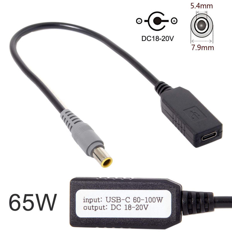  [AUSTRALIA] - Xiwai USB 3.1 Type C USB-C to DC 20V 7.9x5.4mm Power Plug PD Emulator Trigger Charge Cable for Laptop Black 7.9x5.4mm