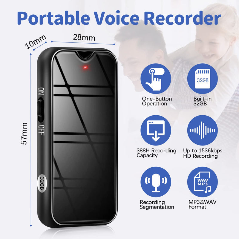  [AUSTRALIA] - Digital Voice Recorder, 32G Recorder for Lectures Class Interviews Meetings, Portable Voice Recording Device with OTG, Compatible with Windows iOS Smart Phone