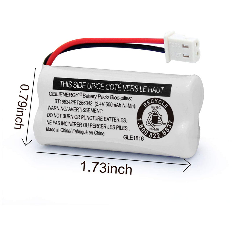  [AUSTRALIA] - GEILIENERGY Replacement Battery BT166342 / BT266342 BT183342/BT283342 BT166342/BT266342 Compatible for Cordless Telephones CS6114 CS6419 CS6719 EL52300 CL80111(Pack of 4) 4 Pack BT166342 Batteries