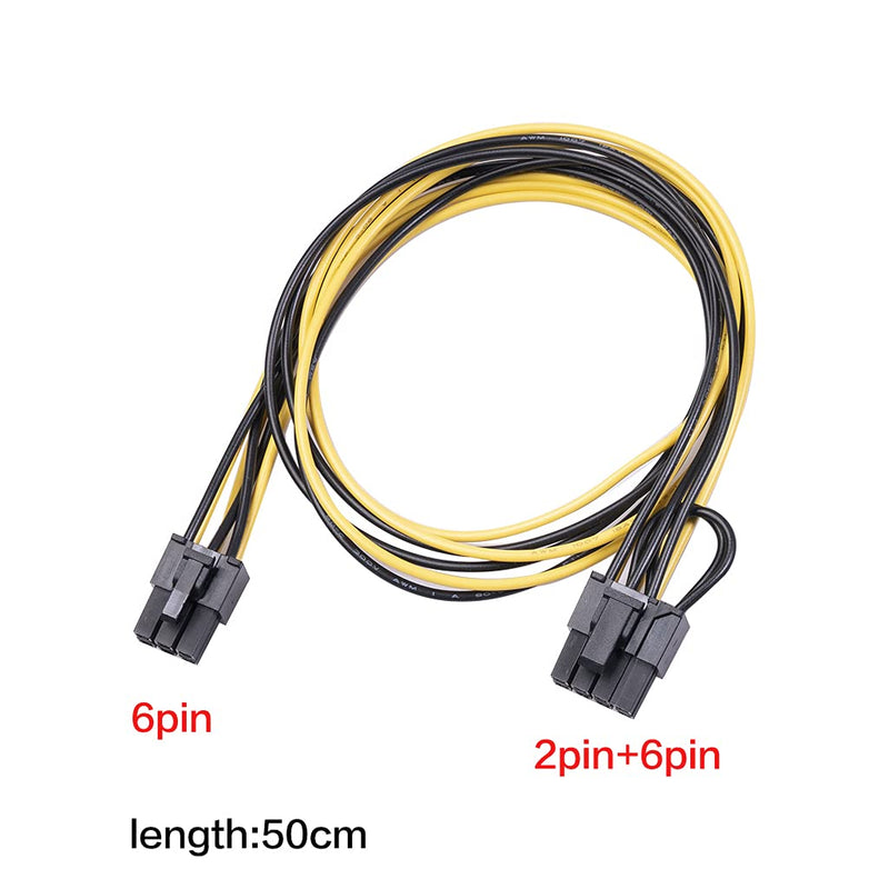  [AUSTRALIA] - 6 Pin Male to 8(6+2) Pin Male PCIe Adapter Power Cable Server PCI Express Extension Cable 20 Inches (6 Pack)