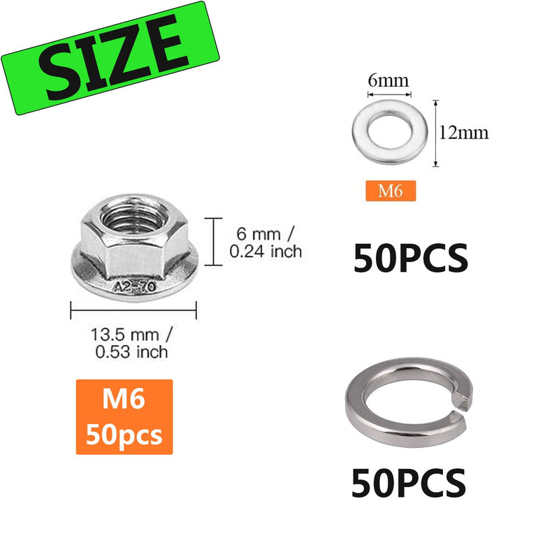 [AUSTRALIA] - M6 x 1.0mm Serrated Flange Hex Lock Nuts, Hincell 150pcs 304 Stainless Steel Serrated Metric Hex Flange LockNuts,Bright Finish Hex Lock Nut M6(150pcs)