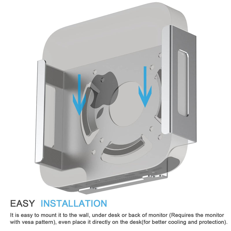  [AUSTRALIA] - Mac Mini M1 Mount, IFCASE Heat Dissipation Design Anti-Scratch Behind Monitor, Under Desk, Wall Mount Stand for Mac Mini 2010 to 2021 M1, Compatible with VESA Hole (Silver) Silver