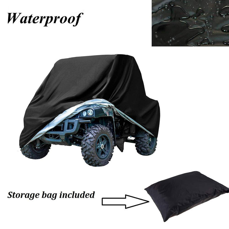  [AUSTRALIA] - GES Heavy Duty Black Protects UTV 4 Wheeler Cover from Snow Rain, Hail, Dust, Snow, Sleet and Sun, Integrated Trailer System 86.6*38.58*41.7IN