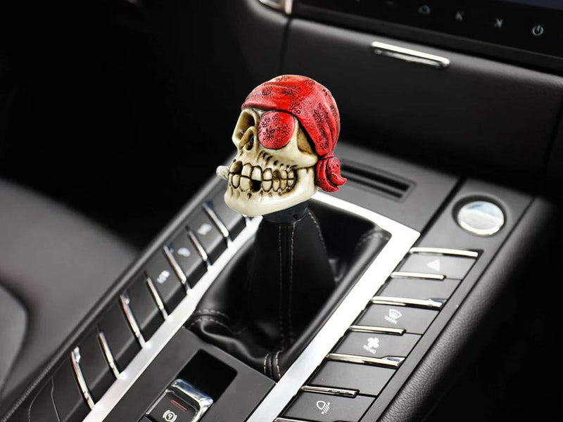  [AUSTRALIA] - Lunsom Pirate Skull Stick Gear Knob One Eye Car Shift Transmission Head Shifter Lever Handle Fit Universal Automatic Manual Vehicle (Red) red