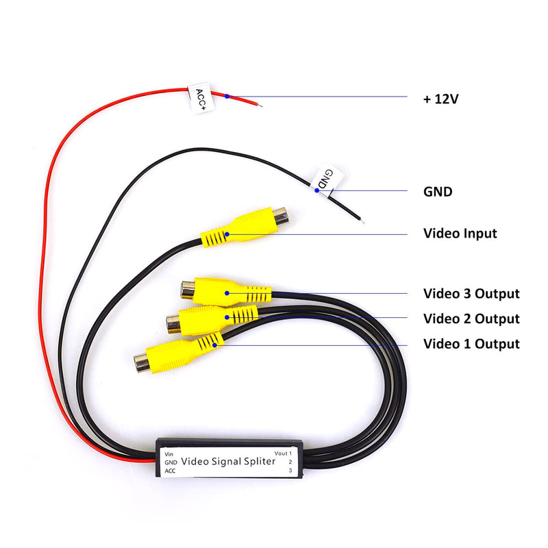  [AUSTRALIA] - 1 to 3/1 to 4Car Channel RCA Video Signal Booster and Splitter for 12V (1 to 3) 1 to 3