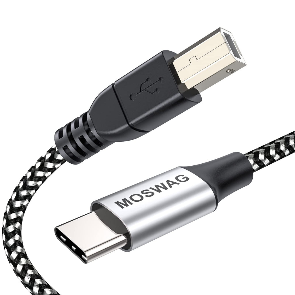  [AUSTRALIA] - MOSWAG 3.28FT/1M Type C to USB B Cable Nylon Braided USB C Midi Cable Printer Scanner Cord with Metal Connector Compatible with AiO, HP, Canon, Samsung Printers and More Black