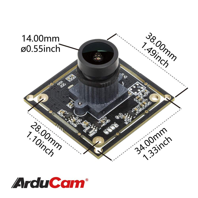  [AUSTRALIA] - Arducam 1080P Low Light WDR USB Camera Module for Computer, 2MP 1/2.8” CMOS IMX291 100 Degree Wide Angle Mini UVC Webcam Board with Microphone, 3.3ft/1m Cable for Windows Linux Mac OS