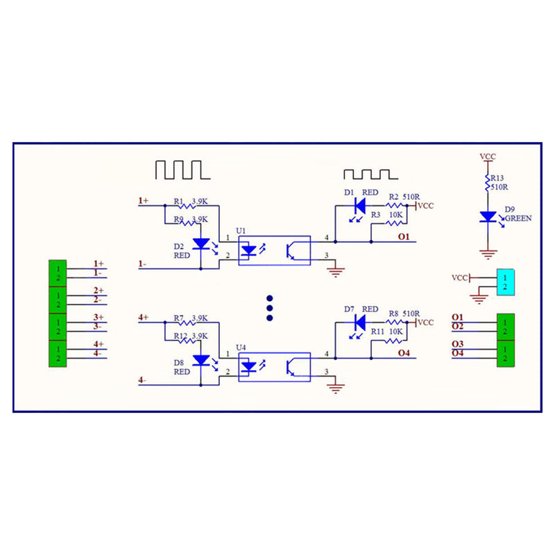  [AUSTRALIA] - 4 Channel Optocoupler Isolator Board PNP Signal Converter Module PNP NPN to PNP 24V to 5V