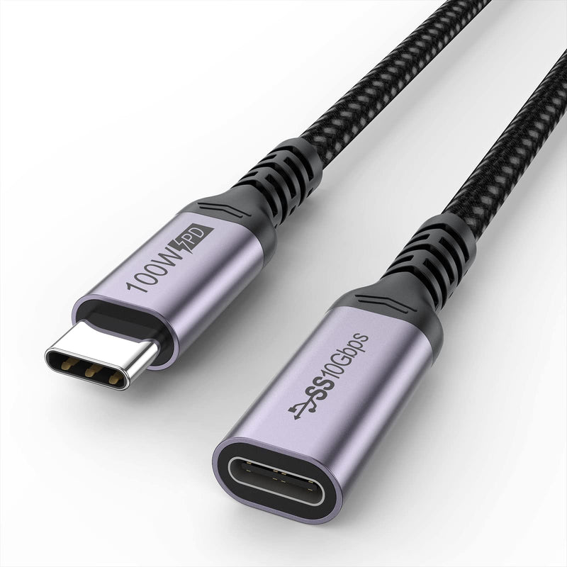  [AUSTRALIA] - USB C Extension Cable 3ft, Type C Extender Cord Male to Female USB3.1 Gen2 100W Fast Charging 10Gbps Transfer Compatibility with Nintendo Switch, Laptop, Tablet and Mobile Phone-Grey 1 3 Feet
