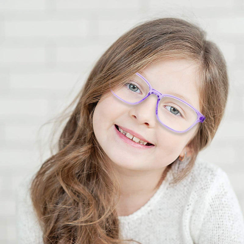 KDDOU 2 Pack Kids Blue Light Blocking Glasses for Girls & Boys Age 3-12, Ease Digital Eye Strain, Headache & Blurry Vision Pink,purple - LeoForward Australia
