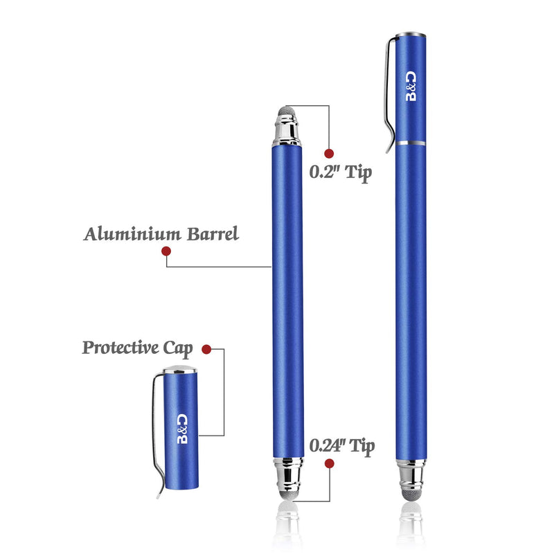 Bargains Depot New 5mm High-Sensivity Fiber Tip Capacitive Stylus Dual-tip Universal Touchscreen Pen for All Tablets & Cell Phones with 8 Extra Replaceable Fiber Tips (4 Pieces, Black/Blue/Purple/Red) - LeoForward Australia