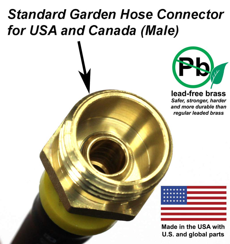  [AUSTRALIA] - Vibrant Yard Company Winterize RV, Motorhome, Boat, Camper, and Travel Trailer: Air Compressor Quick-Connect Plug to Male Garden Hose Faucet Blow Out Adapter with Valve (Lead-Free Brass), 15" Long 15.0 Inches Long