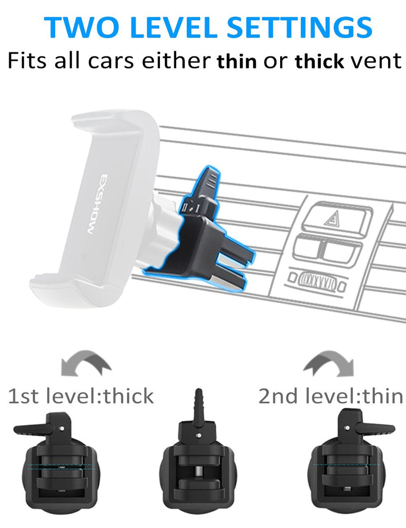  [AUSTRALIA] - Car Air Vent Phone Mount, EXSHOW Universal Car Vent Clip Holder [2 Level Locking] for iPhone 11 Pro Max XS XR X 8 Plus 7 6, Samsung S10 S9 S7, Huawei 10 9 Honor, Sony etc, Black