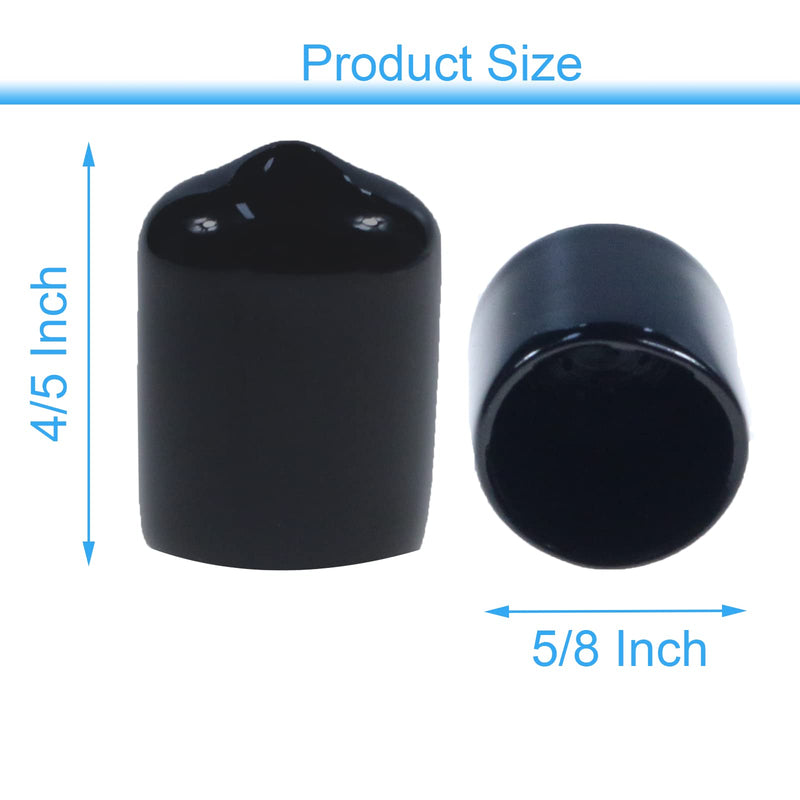  [AUSTRALIA] - 5/8 Inch Rubber End Caps Round Rubber Caps Plug Insert Decking Caps Black Rubber Tips PVC Flexible Vacuum Caps Plastic End Caps for Pipe Tube Pack of 12 5/8