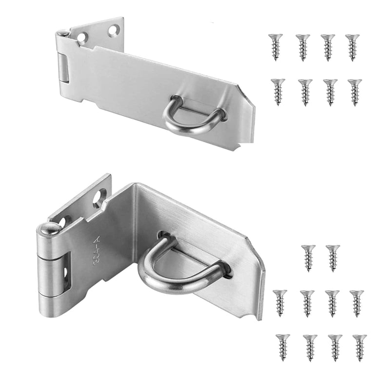  [AUSTRALIA] - 2set 5 Inch Stainless Steel Padlock Hasp,Door Hasp Latch Lock and 90 Degree Right Angle Padlock Hasp,Security Door Clasp Hasp Lock Latch,with Screws(DB-18）