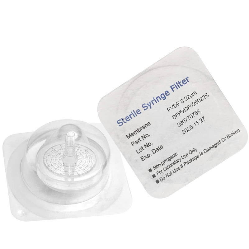  [AUSTRALIA] - Sterile syringe filters PVDF 25mm diameter 0.22um pore size individually packaged 10 pieces from Biomed Scientific