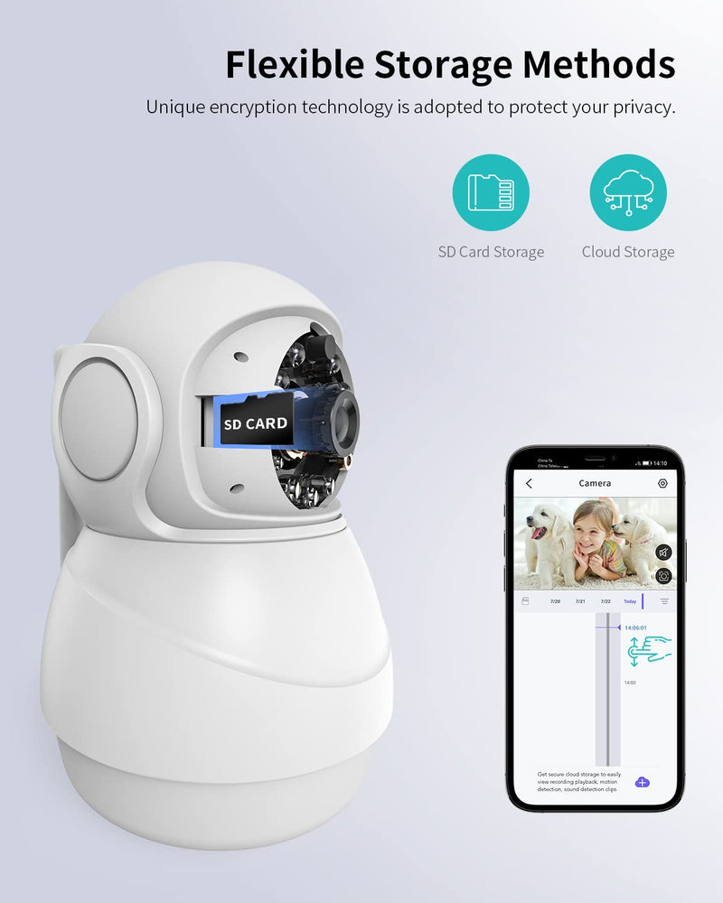  [AUSTRALIA] - WiFi Camera Indoor, Pet Camera with Phone APP, 1080P Home Security Cam for Dog/Cat/Baby/Elder/Nanny, 2-Way Talk, Motion Tracking, Motion and Sound Detection, Compatible with Alexa