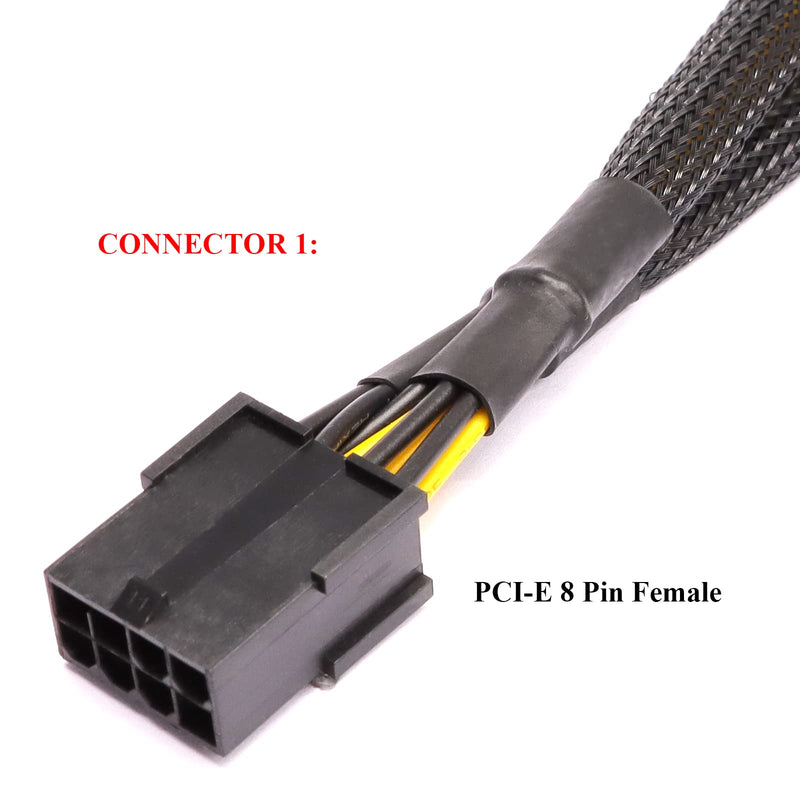  [AUSTRALIA] - BTBcoin 8 Pin Pcie Splitter, 8 Pin to Dual 8 Pin(6+2) GPU Power Cable PCI Express Adapter Mining Graphics Video Card Power Extension Cable Sleeved 18 AWG 9 Inches 6 Pack