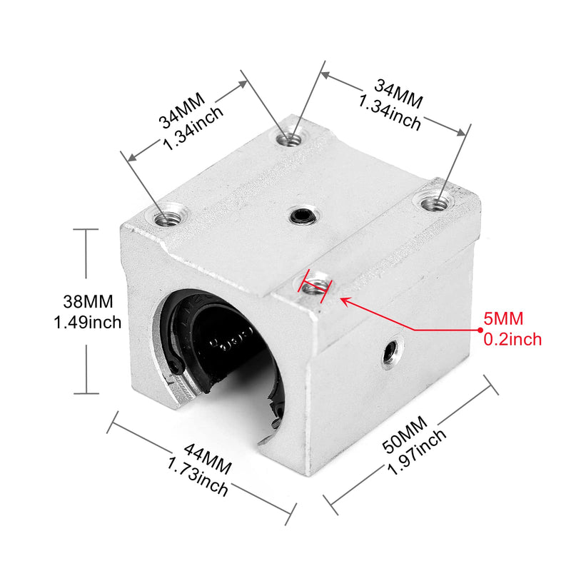  [AUSTRALIA] - Ruimou 2Pcs SBR20UU Open Linear Motion Ball Bearing Slide Unit Bushing(20MM Inner Dia.) for CNC Machine Sliding, 3D Printer Parts