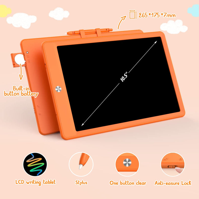  [AUSTRALIA] - LCD Writing Tablet Doodle Board, Colorful Drawing Pad, Electronic Drawing Tablet, Drawing Pads,Travel Gifts for Kids Ages 3 4 5 6 7 8 Year Old Girls Boys (10.5 inch, Orange+Pink) 10.5 inch Orange&Pink