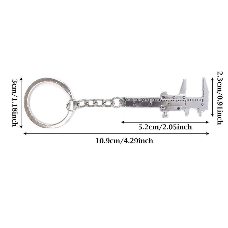  [AUSTRALIA] - Honbay 2PCS Mini Metal Movable Vernier Caliper Ruler Key Chain Keyring for Men Women