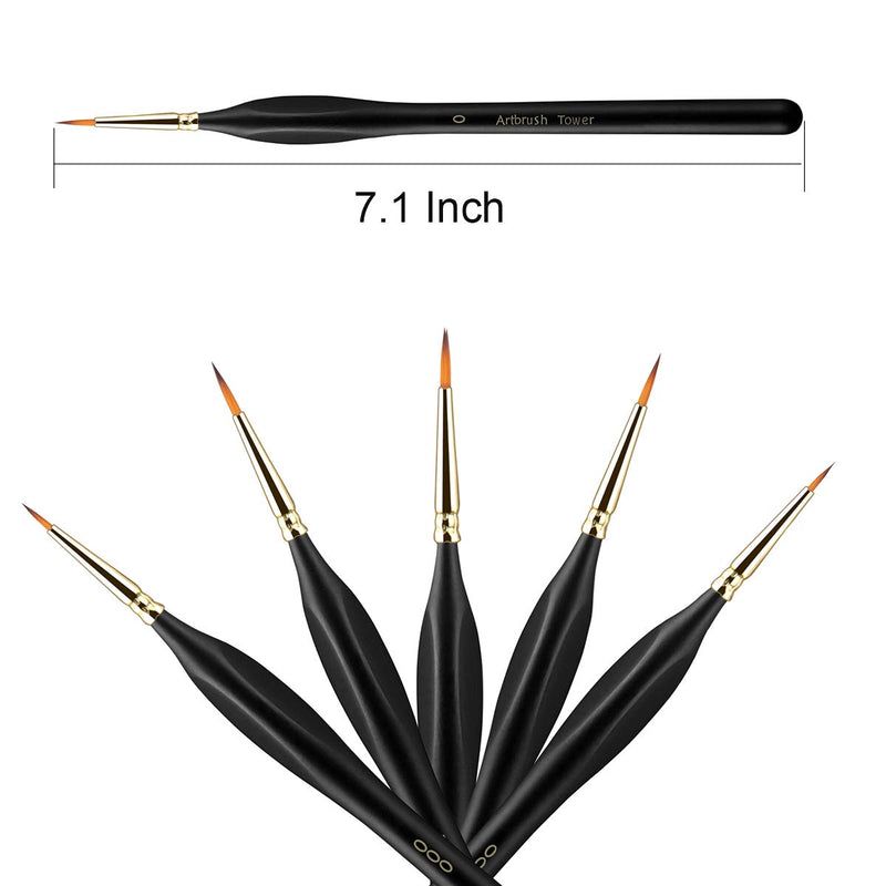  [AUSTRALIA] - Micro Detail Paint Brush Set - Triangular Wooden Handle, 5 Size Miniature Paint Brush for Artists, Modellers, Enamel, Warhammer 40k