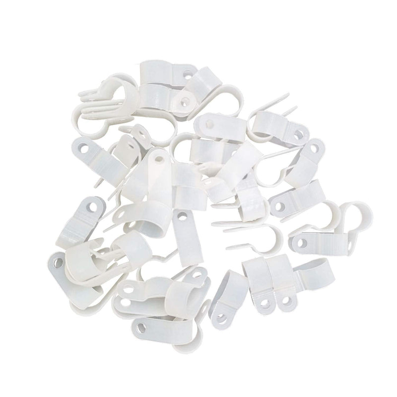  [AUSTRALIA] - 50PCS 1/2 Inch Rope Light Clips,P Styple Mounting Clips with Screws, Cable Wire Rope Clamps for Wire Management
