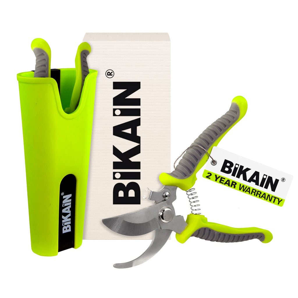  [AUSTRALIA] - Bikain Bypass Pruning Shears with Silicon Sheath - Multi-Purpose Gardening Scissors Ideal for Floral Shears, Plant Trimming, and General Maintenance Bright Green